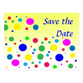 Party Colors Save the Date Wedding Postcard