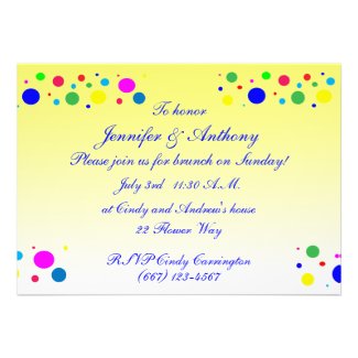 Party Colors Wedding Brunch Custom Announcements