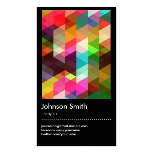 Party DJ - Colorful Mosaic Pattern Business Card Templates