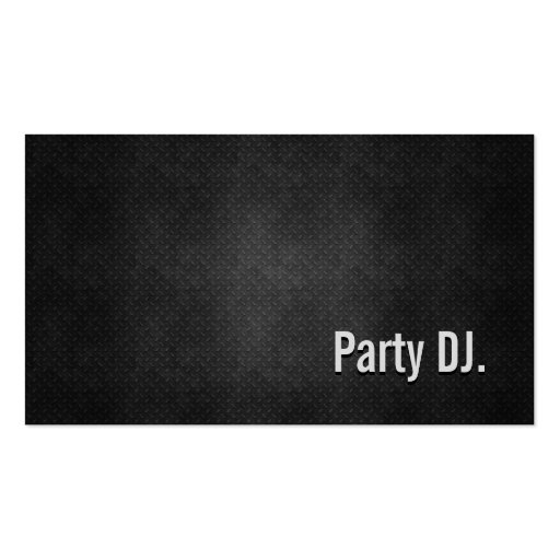 Party DJ Cool Black Metal Simplicity Business Card Templates (front side)