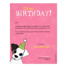 Party Dog Paws & Bones | Birthday Party Invitation Personalized Letterhead