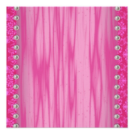 Party Dress Pearls Hot Pink Quinceanera Invitation