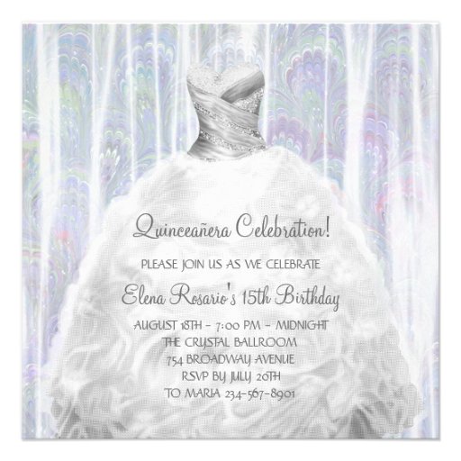 Party Dress White Quinceanera Invitations (front side)