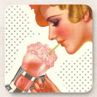 Party Drink Coaster Vintage Soda Fountain Flapper fuji_coaster