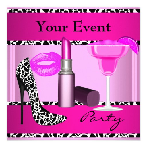 Party Event Shoes Pink Lipstick Custom Invites