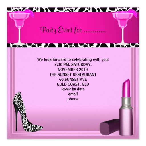 Party Event Shoes Pink Lipstick Custom Invites