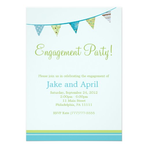Party Flags Engagement Party - Blue Invitations