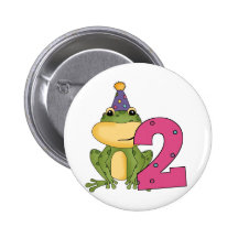 Party Frog 2nd Birthday T-shirts and Gifts Buttons
