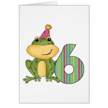 Party Frog 6th Birthday T-shirts and Gifts Greeting Card
