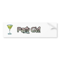 Party Girl Bumper Sticker (White/Green) bumper stickers