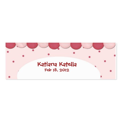Party Girl  Favor Tags Business Card (back side)