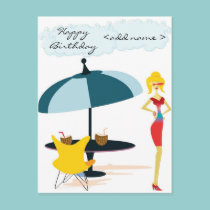 Party Girl in Pink Rainbow postcards