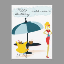 Party Girl in Pink Rainbow postcards