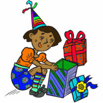 Party Girl Opening Gifts Photo Cut Out