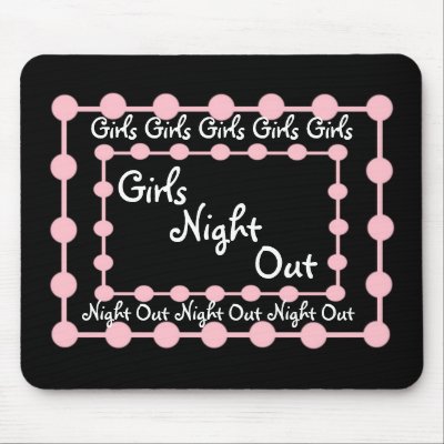 PARTY - GIrls Night Out with Pink Puffballs Mouse Pad by JaclinArt