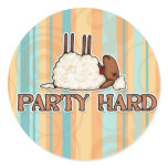 party hard round stickers