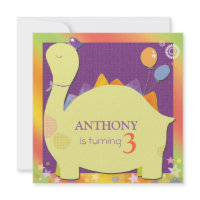 Party Hat Dinosaur Cute Kid's Birthday Party invitation
