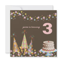 Party hats, Children Birthday Party Announcements