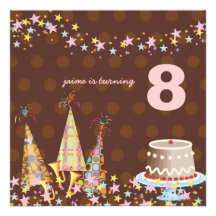 Party hats, Children Birthday Party Custom Announcements