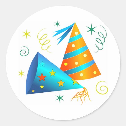 Party Hats Classic Round Sticker Zazzle