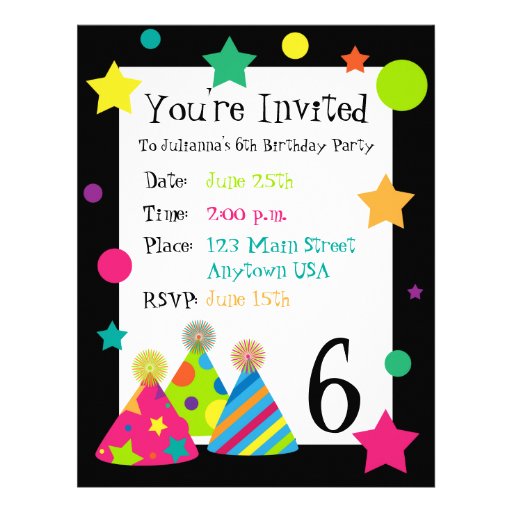Party Hats Invitation Letterhead Zazzle
