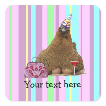 Party Hen Square Stickers