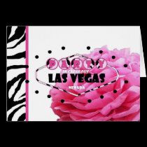 Party In Fabulous Las Vegas Pink Rose, Zebra print cards