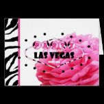 Party In Fabulous Las Vegas Pink Rose, Zebra print cards