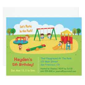 Party in the Park Playground Kids Birthday Card