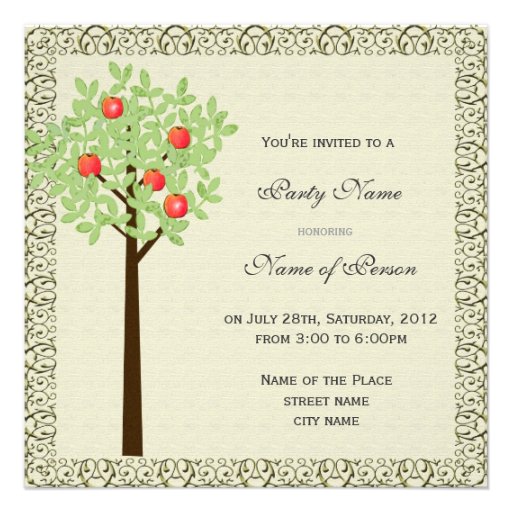 Party invitation, apple tree