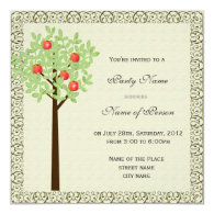 Party invitation, apple tree invitation