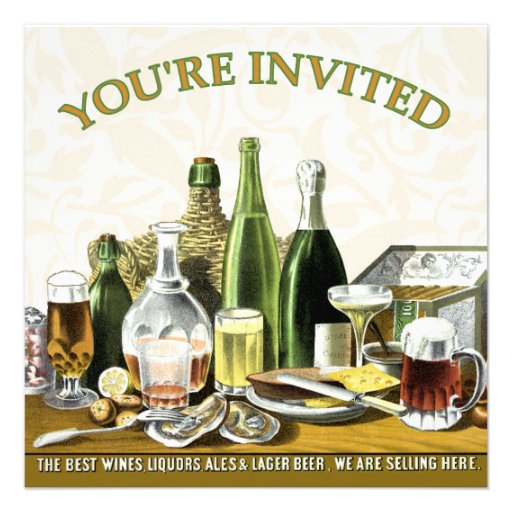 Party Invitation Beer Champagne, Oysters