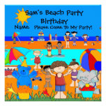 Party Invitation Birthday Beach Boy Girl Children
