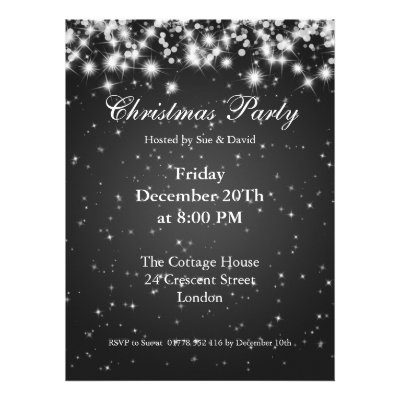 Party Invitation Black Elegant Sparkle Custom