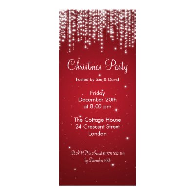 Party Invitation Elegant Falling Sparkle Red
