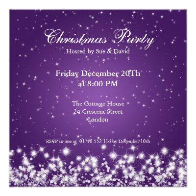 Party Invitation Elegant Sparkle Custom Purple