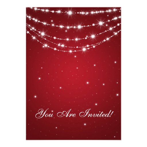Party Invitation Elegant Sparkling Chain Red Personalized Announcement