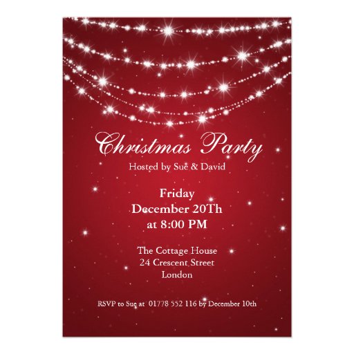 Party Invitation Elegant Sparkling Chain Red Personalized Announcement (front side)