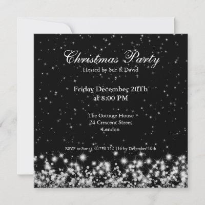 Winter Sparkle and Starry Winter Sky on Black Christmas Wedding Dinner Party