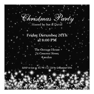 Party Invitation Elegant Winter Sparkle Black