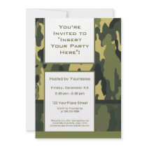 Party Invitation: Green Military Camouflage