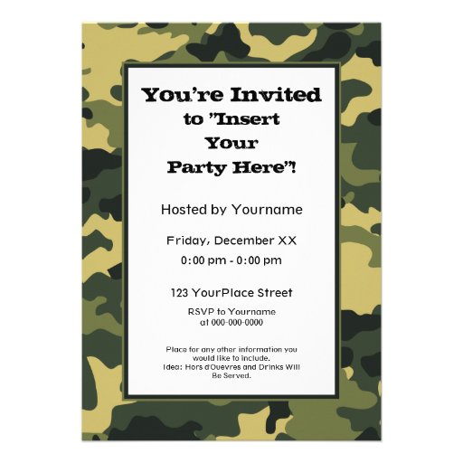 Party Invitation: Green Military Camouflage