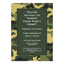 Party Invitation: Green Military Camouflage invitations