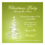 Party invitation lime green with Christmas Tree