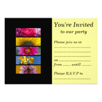 Party Invitation - Pink & Yellow Macro Flowers