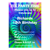 Party Invitation - Psychedelic Fractal blue terquo