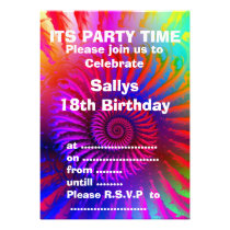 Party Invitation - Psychedelic Fractal pink red pu