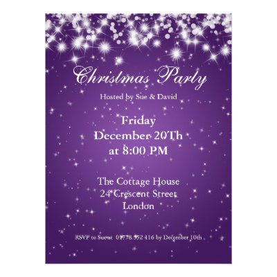 Party Invitation Purple  Elegant Sparkle Custom