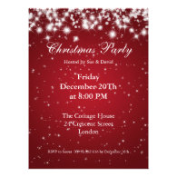 Party Invitation Red Elegant Sparkle Custom