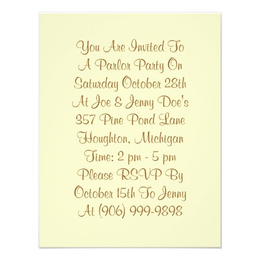 Party Invitation Singing Victorian Parlor Cat
